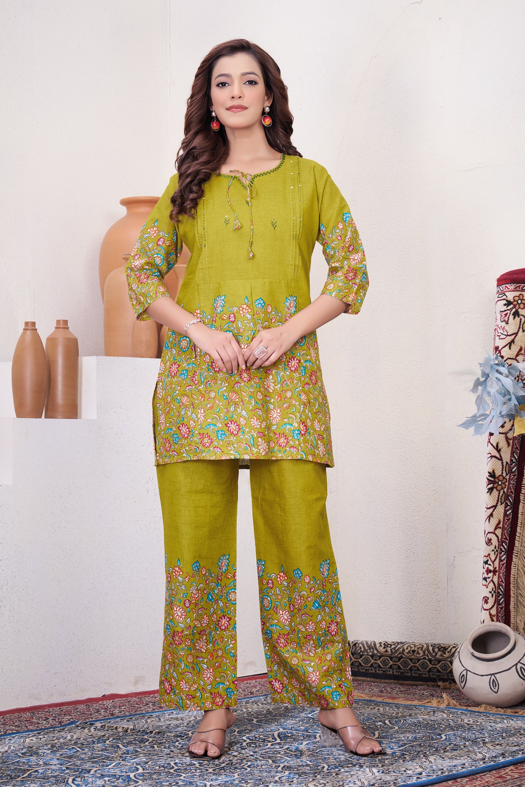Lorenvalley Fashion Parrot Pure Cotton Elegant & Trendy Printed Design Co-Ord Set - Distacart