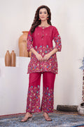 Lorenvalley Fashion Pink Pure Cotton Elegant & Trendy Printed Design Co-Ord Set - Distacart