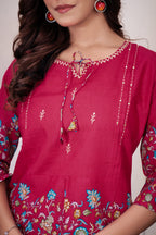 Lorenvalley Fashion Pink Pure Cotton Elegant & Trendy Printed Design Co-Ord Set - Distacart