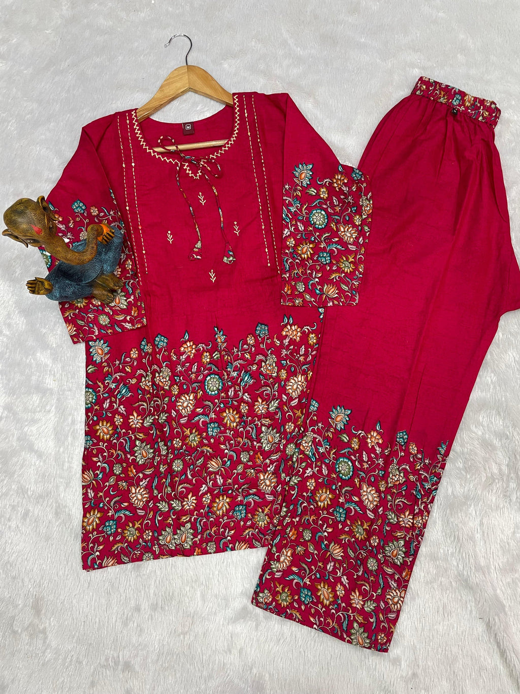 Lorenvalley Fashion Pink Pure Cotton Elegant & Trendy Printed Design Co-Ord Set - Distacart