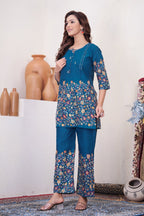 Lorenvalley Fashion Rama Pure Cotton Elegant & Trendy Printed Design Co-Ord Set - Distacart