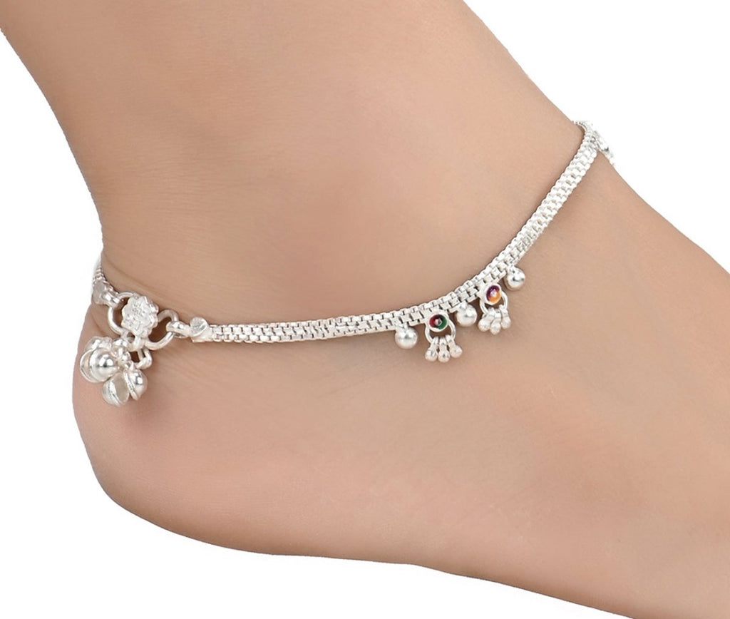AanyaCentric Silver Plated Traditional Anklets Payal - Classic and Stylish for Women and Girls - Distacart
