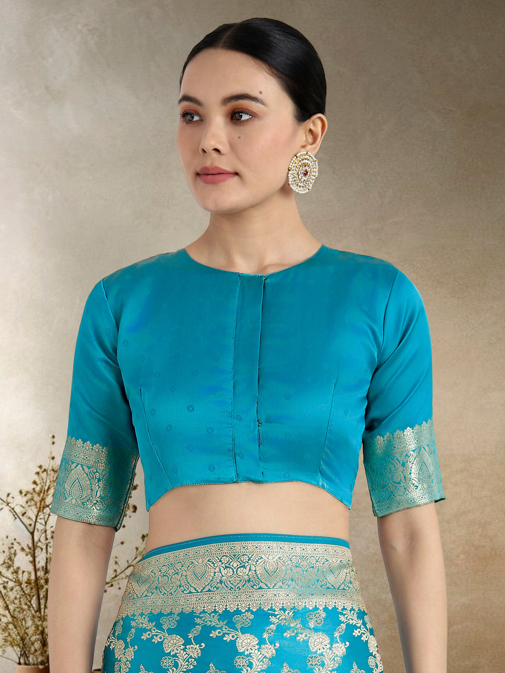 Monjolika Fashion Effervescent Aqua blue Soft Banarasi Satin Silk Saree With Elision Blouse Piece