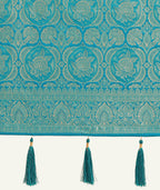 Monjolika Fashion Effervescent Aqua blue Soft Banarasi Satin Silk Saree With Elision Blouse Piece