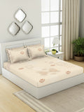 SPACES Pattern Art Cream Printed Egyptian Cotton 350 TC King Bedsheet & 4 Pillow Covers