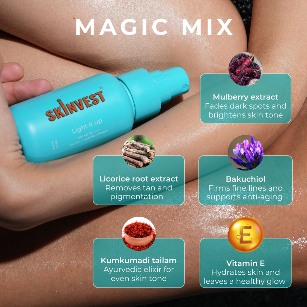 Skinvest Light it up Body Sunscreen + De-Tan Spray SPF 40 PA ++++