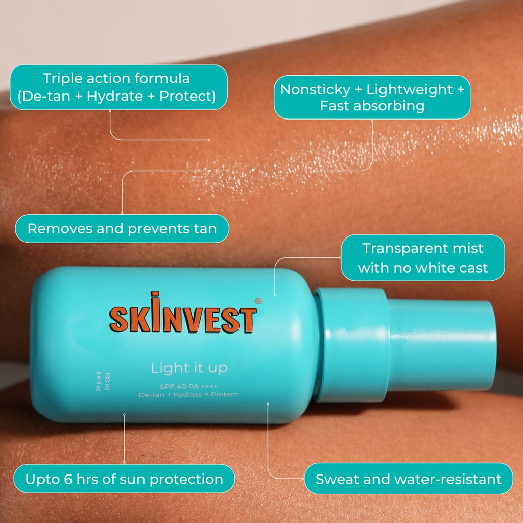 Skinvest Light it up Body Sunscreen + De-Tan Spray SPF 40 PA ++++