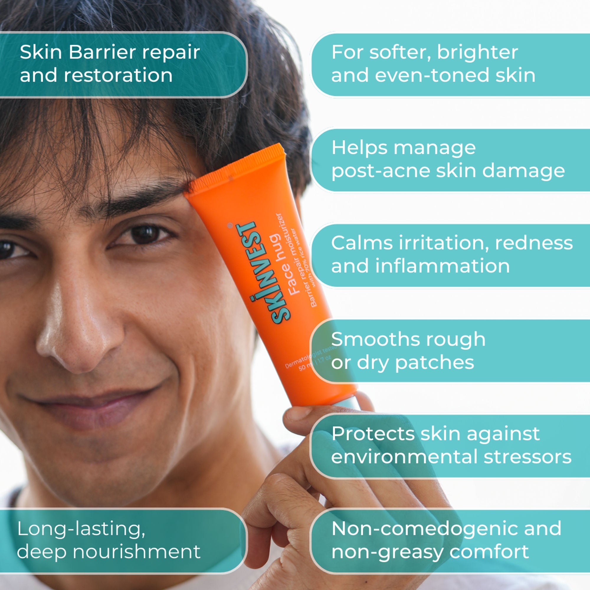 Skinvest Face Hug Barrier Repair Moisturizer 70% Rice water