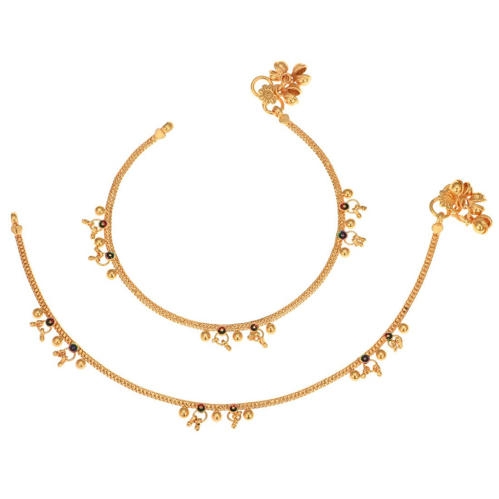 AanyaCentric Gold Plated Traditional Anklets Payal - Classic and Stylish for Women and Girls - Distacart