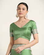 Monjolika Fashion Light Green Zari Weaving Work Banarasi Satin Silk Traditional Saree - Distacart
