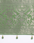 Monjolika Fashion Light Green Zari Weaving Work Banarasi Satin Silk Traditional Saree - Distacart