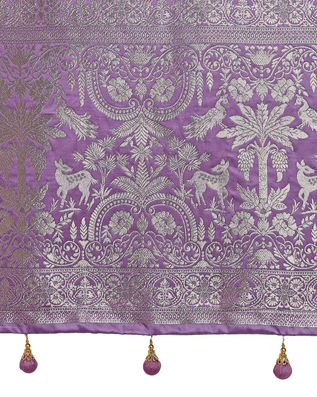 Monjolika Fashion Lavender Zari Weaving Work Banarasi Satin Silk Traditional Saree