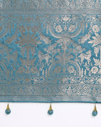 Monjolika Fashion Cyan blue Zari Weaving Work Banarasi Satin Silk Traditional Saree
