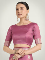 Monjolika Fashion Dusty Pink Zari Weaving Work Banarasi Satin Silk Traditional Saree