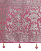 Monjolika Fashion Dusty Pink Zari Weaving Work Banarasi Satin Silk Traditional Saree