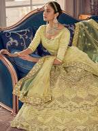 Myra Lime Yellow Crepe Embroidered Lehenga