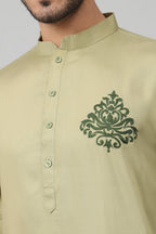 Laurel Embroidered Cotton Kurta by Hilo Design