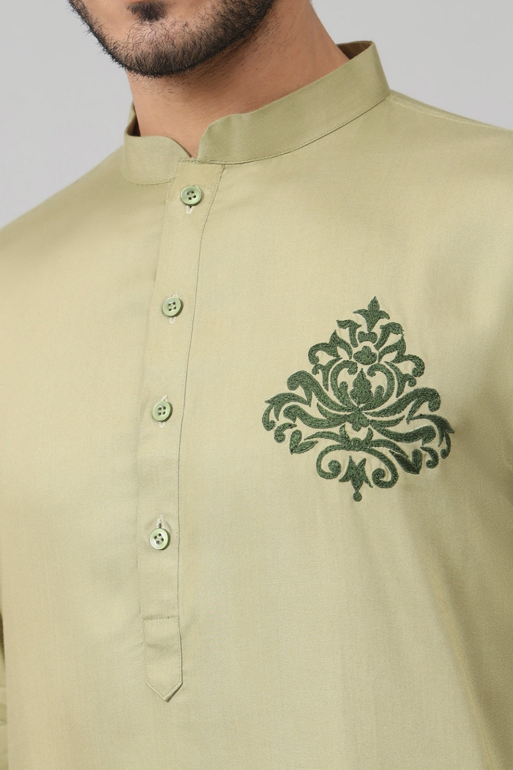 Laurel Embroidered Cotton Kurta by Hilo Design