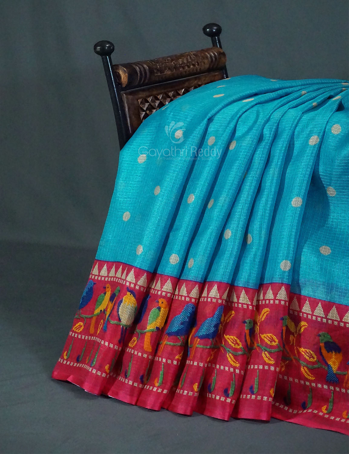 Rama Green Colored with Buttes Semi Silk Kota Saree By Gayathri Reddy Designer Studio