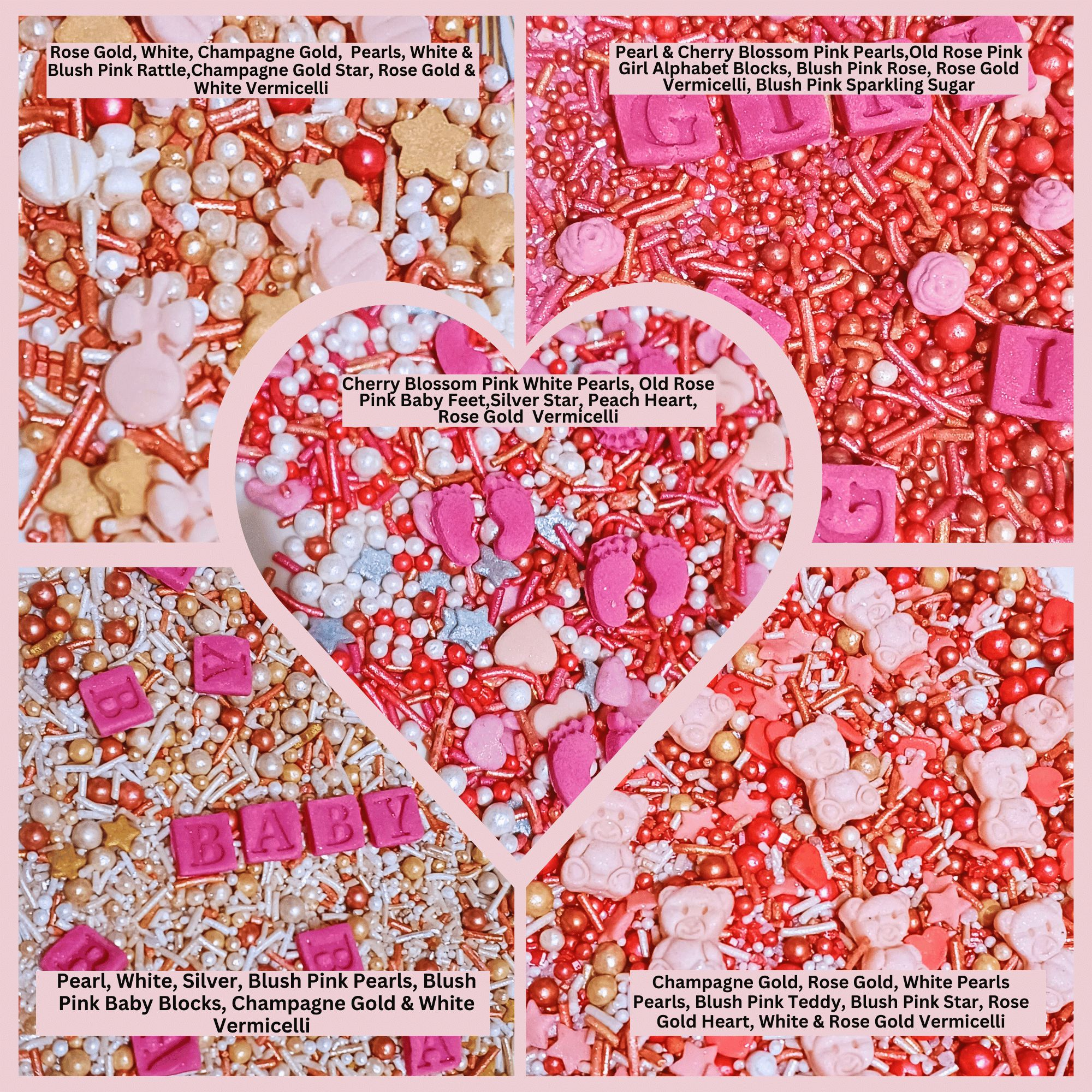 confect girls baby shower sprinkles mix silver gold blush pink sprinkles pack of 5 baby shower 16