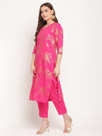 Ahalyaa Dark Pink Crepe Printed Salwar Suit Sets With Dupatta