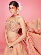 Myra Orange Art Silk Embroidered Designer Lehenga