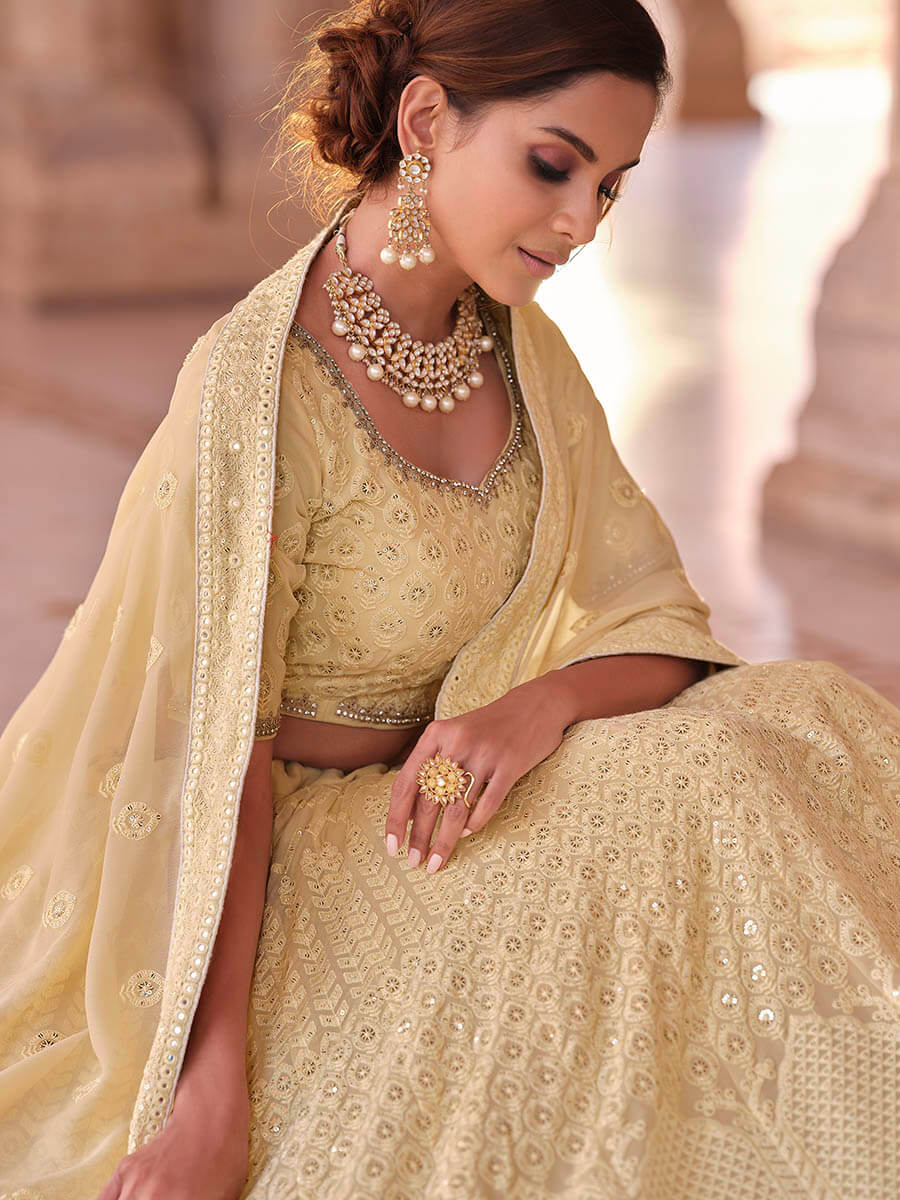 Myra Off White Embroidered Designer Lehenga Choli