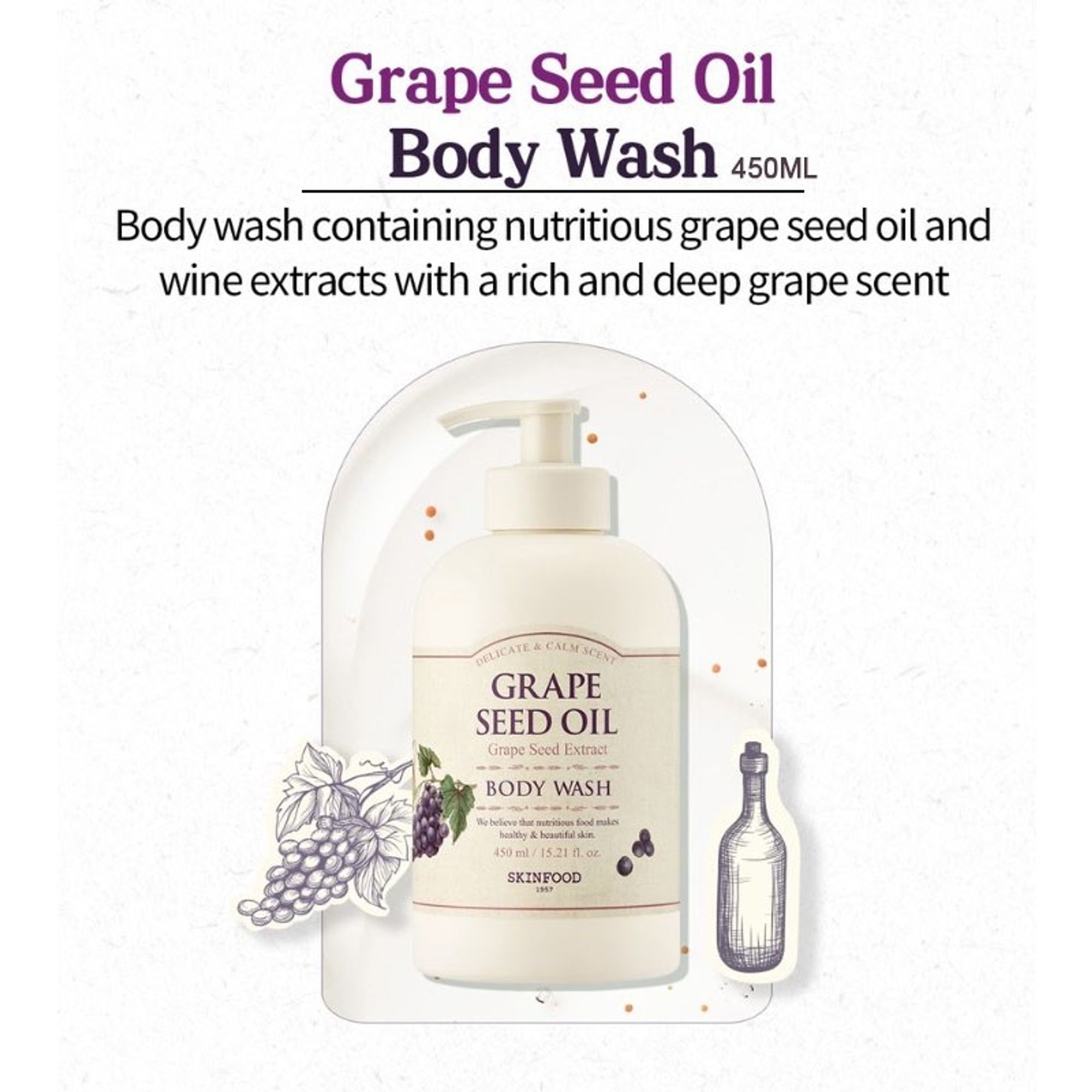 Skinfood Grape Seed Oil Body Wash - Nourishing, Antioxidant-Rich, Revitalizing