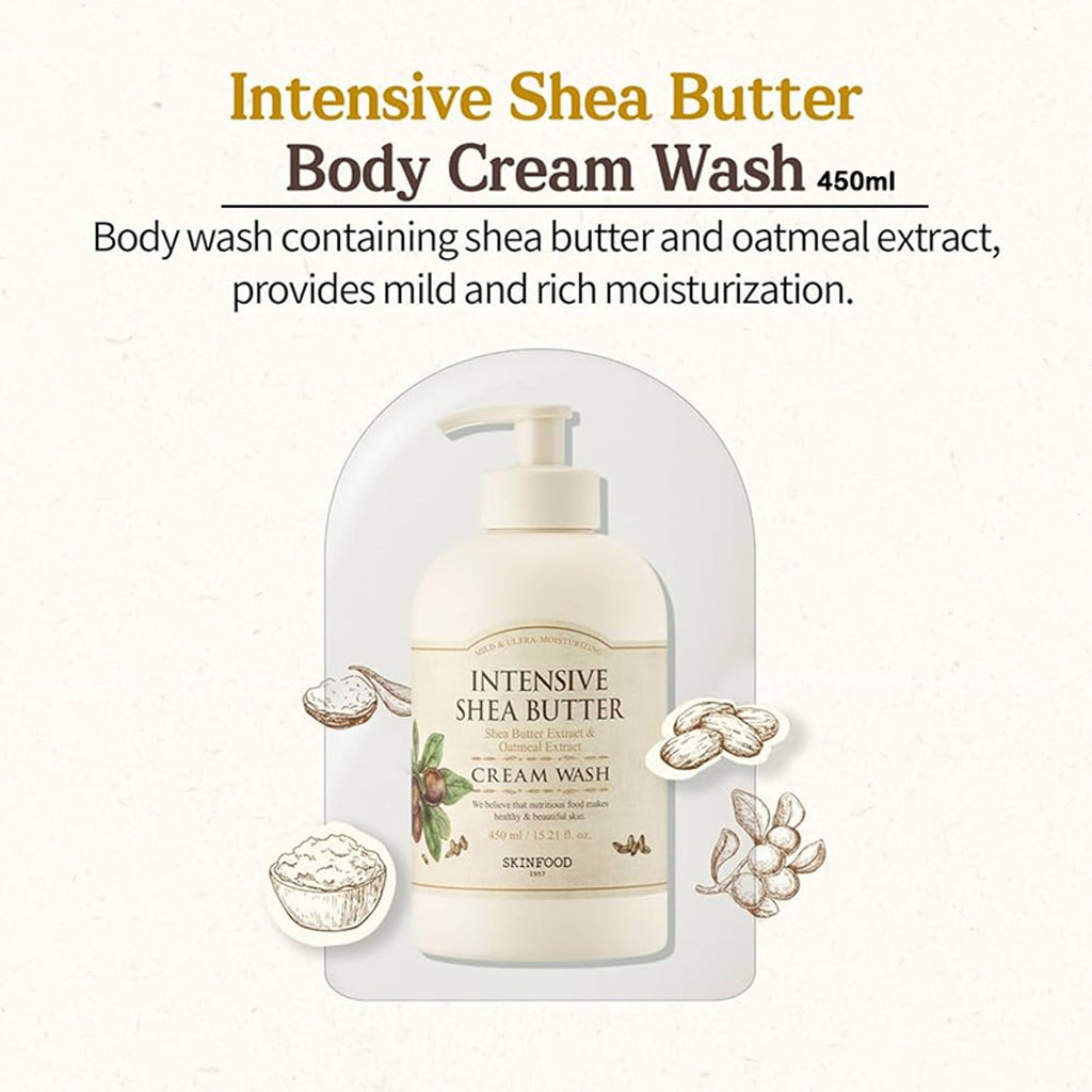 Skinfood Intensive Shea Butter Cream Wash - Nourishing, Moisturizing, Skin Softening