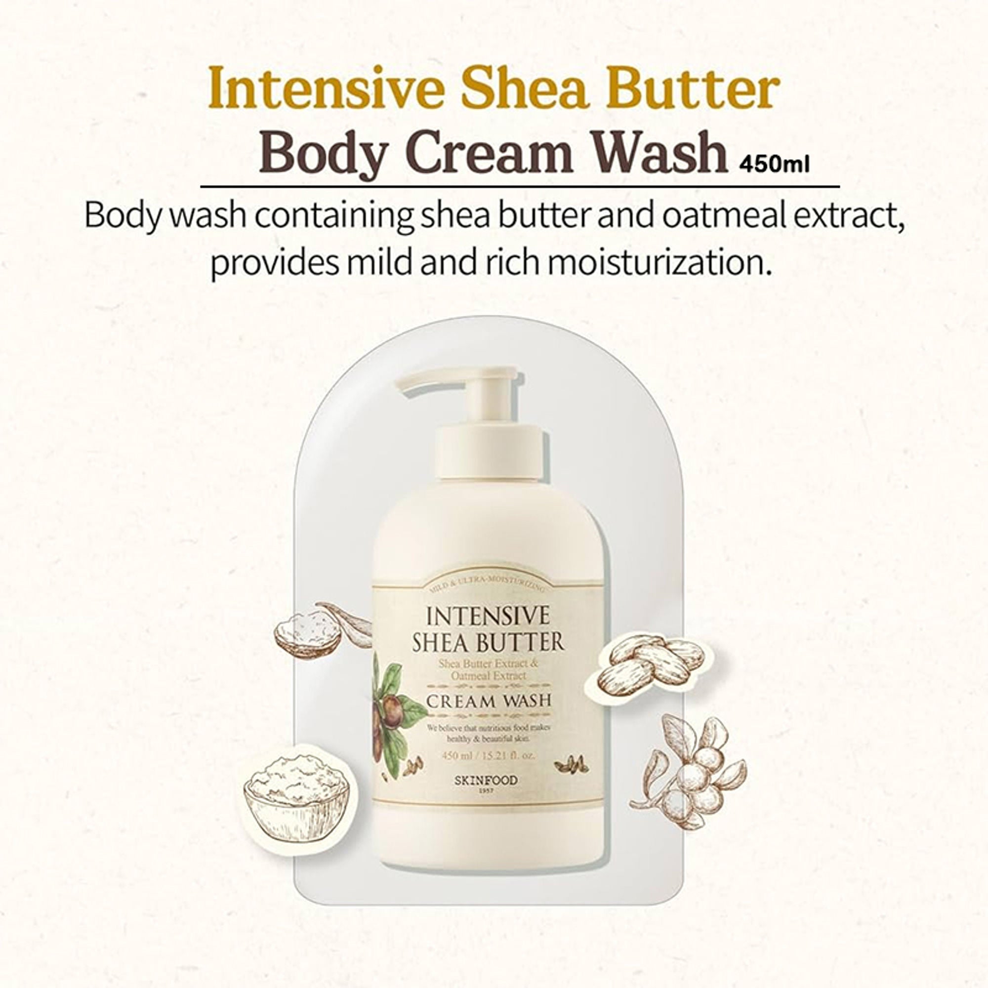 Skinfood Intensive Shea Butter Cream Wash - Nourishing, Moisturizing, Skin Softening