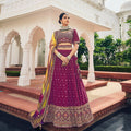 Wine Heavy Viscose Khatli, Embroidery & Mirror Work Unstitched Lehenga Choli - Sisha Keshav