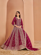 Anaita Dark Pink Georgette Embroidered Salwar Suit - Distacart
