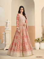 Anaita Light Orange Heavy Embroidered Faux Georgette Anarkali Suit With Salwar - Distacart