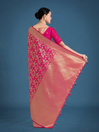 Monjolika Fashion Banarasi Silk Rani Pink Zaal Pattern Traditional Saree - Distacart
