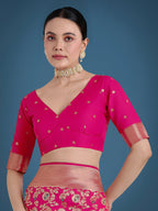 Monjolika Fashion Banarasi Silk Rani Pink Zaal Pattern Traditional Saree - Distacart