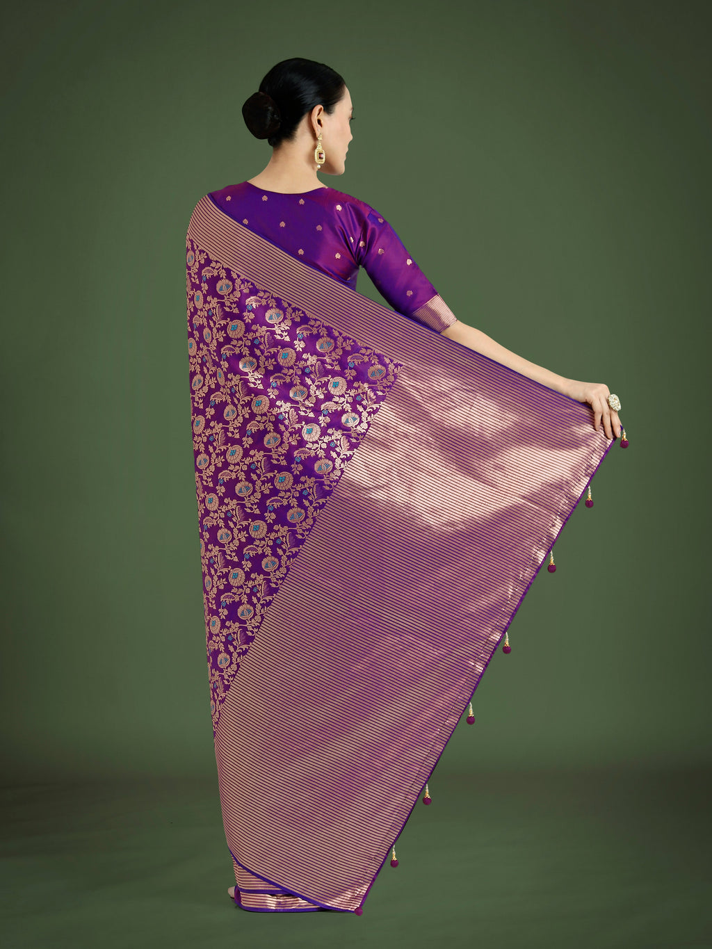 Monjolika Fashion Banarasi Silk Purple Zaal Pattern Traditional Saree - Distacart