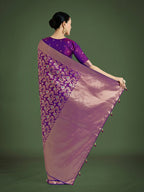 Monjolika Fashion Banarasi Silk Purple Zaal Pattern Traditional Saree - Distacart