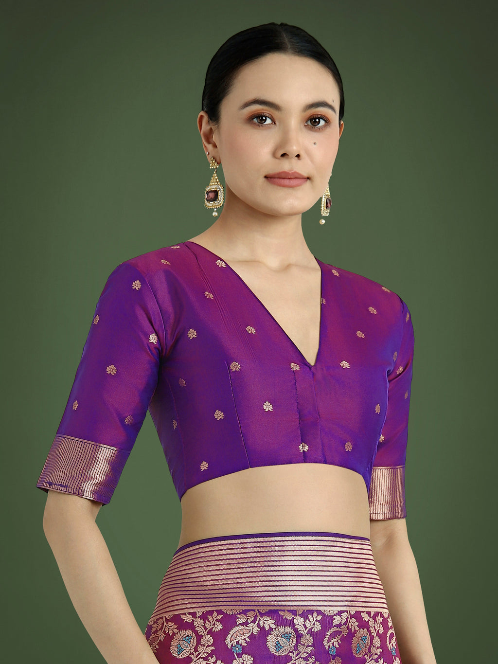 Monjolika Fashion Banarasi Silk Purple Zaal Pattern Traditional Saree - Distacart