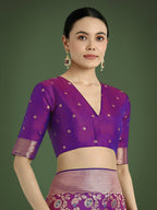 Monjolika Fashion Banarasi Silk Purple Zaal Pattern Traditional Saree - Distacart
