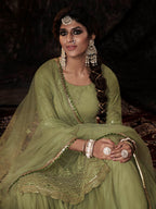 Myra Parrot Net Embroidered Sharara Suit - Distacart