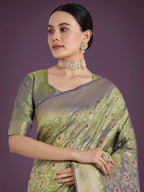 Monjolika Fashion Banarasi Silk Olive Zaal Pattern Traditional Saree - Distacart