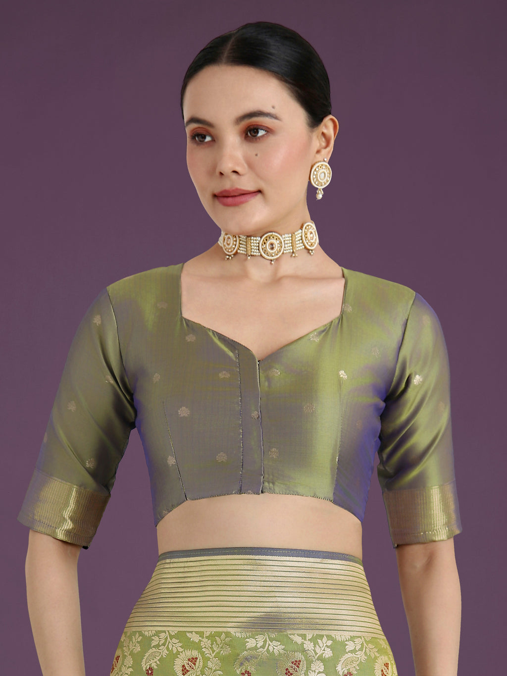 Monjolika Fashion Banarasi Silk Olive Zaal Pattern Traditional Saree - Distacart