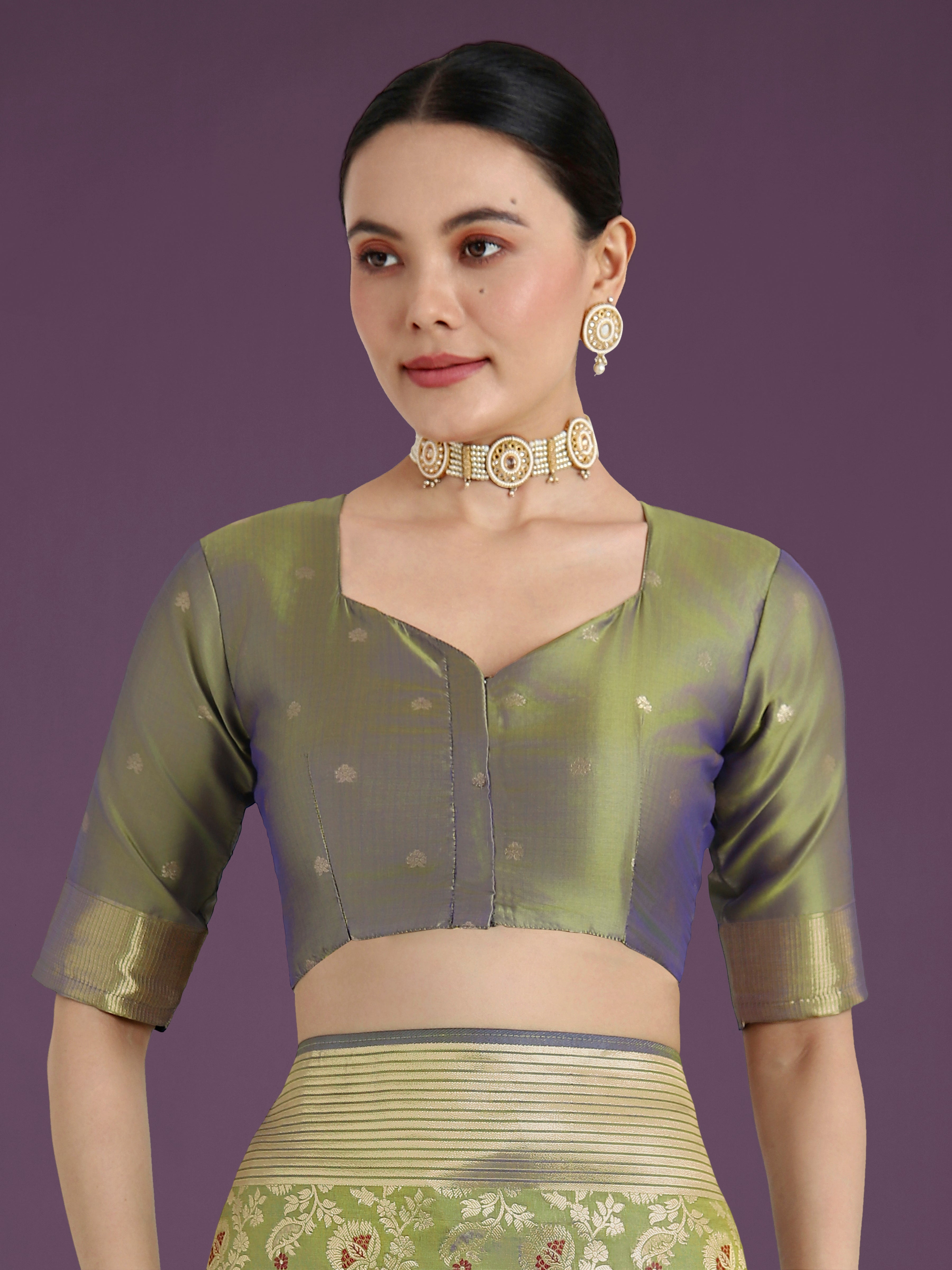 Monjolika Fashion Banarasi Silk Olive Zaal Pattern Traditional Saree - Distacart