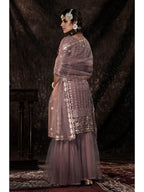 Myra Lilac Net Embroidered Sharara Suit - Distacart