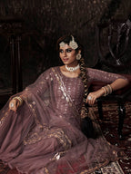Myra Lilac Net Embroidered Sharara Suit