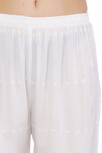 PAVONINE White Color Half Schiffli Chikankari Cotton Fabric Palazzo For Women - Distacart