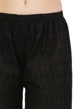 PAVONINE Black Color Half Schiffli Chikankari Cotton Fabric Sharara For Women - Distacart