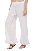 PAVONINE White Color Half Schiffli Chikankari Cotton Fabric Palazzo For Women - Distacart