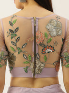 House of Panchhi Lavender - Net Embroidered Sequence Lehenga
