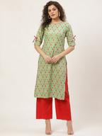 PAVONINE Red Color Full Chikankari Cotton Fabric Palazzo For Women - Distacart